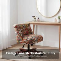 Wheeled Vanity Chair Height Adjustable Office Furniture Vintage Design Effortless Rolling Casters for Students, Bedroom