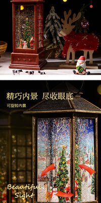 圣诞节旋转树旋转木马飘雪雪花水晶球款音乐盒八音盒儿童生日礼物 红色旋转木马礼盒装