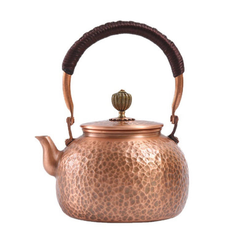 Copper Teapot Artisanal Hammered Teapot Vintage-Style Pot for Office Desk