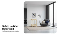 Space-Saving Solid Wood Cat Tree Sturdy Design Multi-Level Cat Tree Scratch-Resistant Sisal Rope Pet Furniture Easy Assembly for Indoor Cats, Kittens, Apartment Dwellers, Small Areas, Indoors, Living Room, Bedroom
