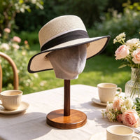 Velvet Head Form Stand Solid Mannequin Head with Wooden Base Compact