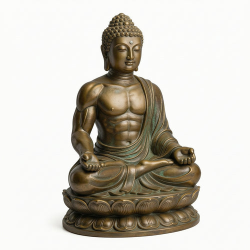 Buddha Ornament with Lotus Base Sculptural for Living Room