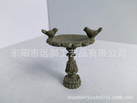 跨境新品户外鸟澡盆摆件创意复古花园庭院树脂工艺品装饰喂鸟器