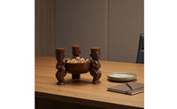 Carved Tabletop Bowl Wood-Like Finish Three-Legged Pedestal Bowl for Display Ornament