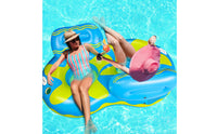 Long-Lasting PVC Material Double Water Sofa Mesh Seat Inflatable Floating Couch High Weight Capacity for Couples, Vacation