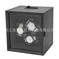 Sandalwood High-Gloss 3-Slot Watch Winder with 3 Storage Compartments