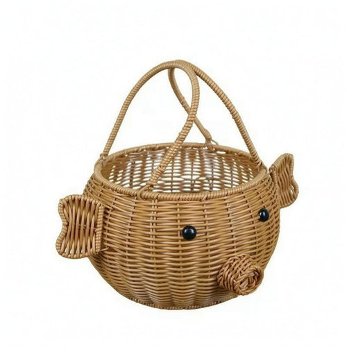 Animal-Shaped Basket Decorative Knot Rattan Storage Basket Portable