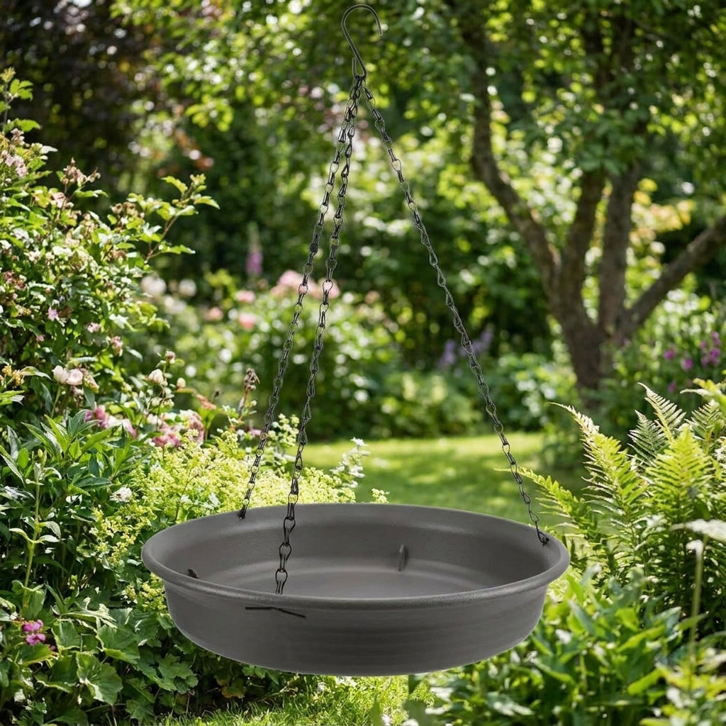 Hanging Bird Feeder and Garden Bird Bath, Versatile Resin Round Basin for Adult Birds, Creative Design Outdoor Decor, Multiple Colors Available