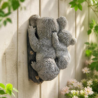 Mother and Baby Koala Climbing Tree Branch Wall Hanging Resin Ornament