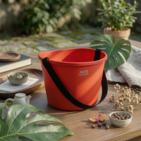 Shoulder Strap Pail Wide Uncovered Top Household Item Yellow Hardware