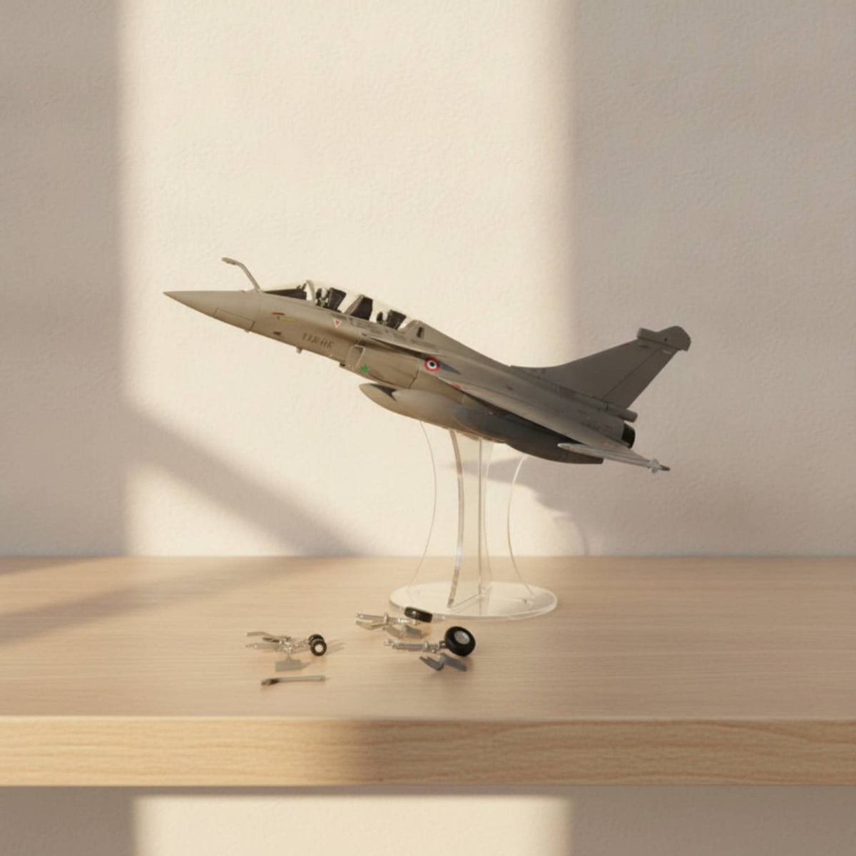 Fighter Jet with Display Stand Realistic Rafale Model Collectible Fighter Jet with Stand for Collectors, Aviation Enthusiasts, Showcase, Shelf, Desk