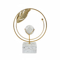 Crystal Ball Ornament Light Elegant Metal Hoop Crystal Figurine Nordic Design Table Decor for Living Room, Entryway, Bedroom