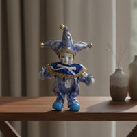 Cloth Doll Ornament Collectible Harlequin Figure Colorful Costume Clown Figurine for Desktop