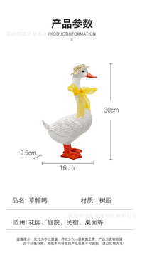 American Country Garden Resin Goose Statue with Hat