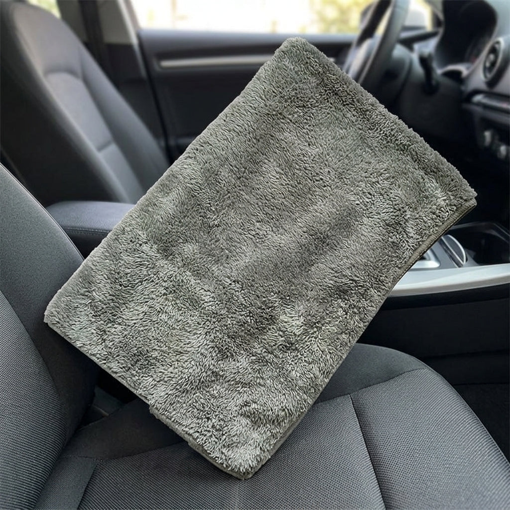 Coral Fleece Microfibre Cloth and Microfibre Towel, 40x60cm Car Drying Towel, 340 GSM Double-Sided No-Shed Quick-Dry for Glass and Car Washing