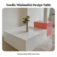 3 Pieces Tiereding Acrylic Table Set Minimalist Design Space-Efficient Accent Table Table Long-Concludinging Waterfall Border
