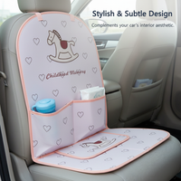 Car Backseat Organizer Kick Mat with Cute Pony Design for Kids