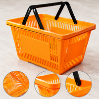 Rolling Plastic Shopping Basket with Handle for Supermarket and Convenience Store