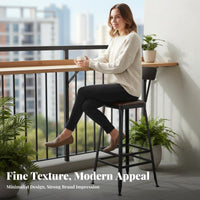 Rustic Bar Stool with Supportrest Firm Wood Seat Rustic Lowsupportrest Stool Simple Design Modern Look for Cafe, Restaurant