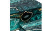 2 Pieces Jewelry Box with Hinged Lid Glossy Marbled Jewelry Box Decorative Storage for Gift