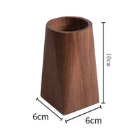 Wooden Pen Holder Multifunctional Walnut Wooden Writing Utensil Holder Pot Handmade Black Walnut Pencil Cup for Students