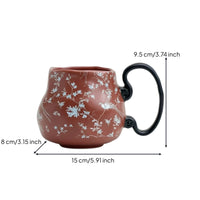Mug with Large Handle Glazed Drinkware Bulbous for Desk