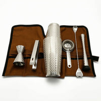 7 Pieces Bar Tool Set with Roll-up Pouch Stainless Steel Bartending Kit Barware for Bartenders