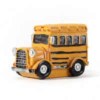 Vintage Bus Figurine Black and Silver Accents Home Decor Rounded Roof