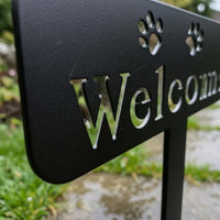 Paw Print Welcome Sign Decorative Outdoor Decor Easy to Install