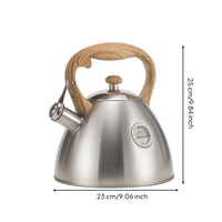 Whistling Tea Kettle Woodwooden-Finish Tea Kettle with Whistling Spout Rust Resistant Cookware for Homeowners