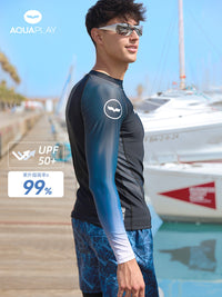 AquaPlay安泊来泳衣男泡温泉防晒泳裤套装潜水服长袖分体水母衣