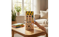 Wooden Busy Board with LED Lights Hands-on Wooden Busy Board Sensory for Young Children, Preschoolers, Travel, Home, Preschool