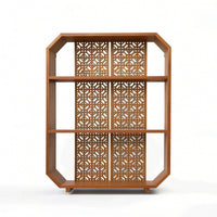 Wall Shelf with Lattice Back Rustic Wooden Wall Shelf Space-Saving for Reading Corner