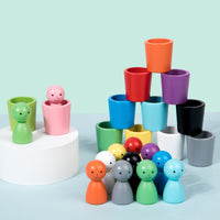 Wooden Montessori Color Matching Sorting Cups Toy for Cognitive Training