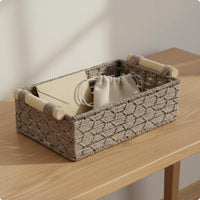 2 Pieces Paper Rope Bin with Handles Wood Handle Bin Long-Lasting Wire Frame