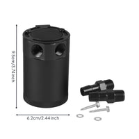 Black Top Cap 2-Port Oil Catch Can Knurled Edge Oil Catch Can