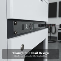 1 Piece Audio Rack Cabinet MDF Equipment Stand Heavy Duty Lockable Door Rolling Caster Wheels Adjustable Shelves Ventilated Panels Suitable for Artists KTV Studio Conference Room