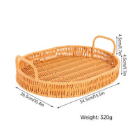 Woven Serving Tray Loop Handles Home Decor Natural Texture
