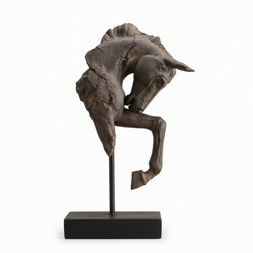 Horse Head Sculpture Weathered Equine Head Statue Naturalistic Tabletop Decor for Lobby