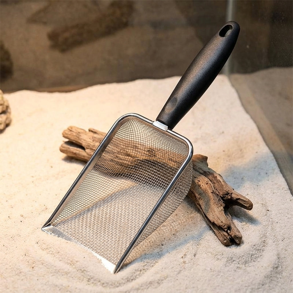 Stainless Steel Mesh Sand Sifter for Hamster and Litter, Chinchilla Sand Sifter for Litter Tray, Flat Rim Corner Cleaning Tool