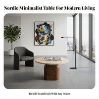 2 Pieces Nesting Coffee Tables Wabi-Sabi Aesthetic Round Nesting Tables Space-Saving Non-Slip Feet for Families, Lounge Area