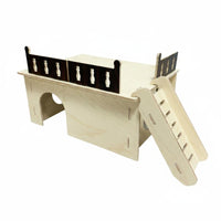 Wooden Hamster House Easy to Clean Hamster Elevated Shelter Ventilated Small Pet Enclosure for Cage