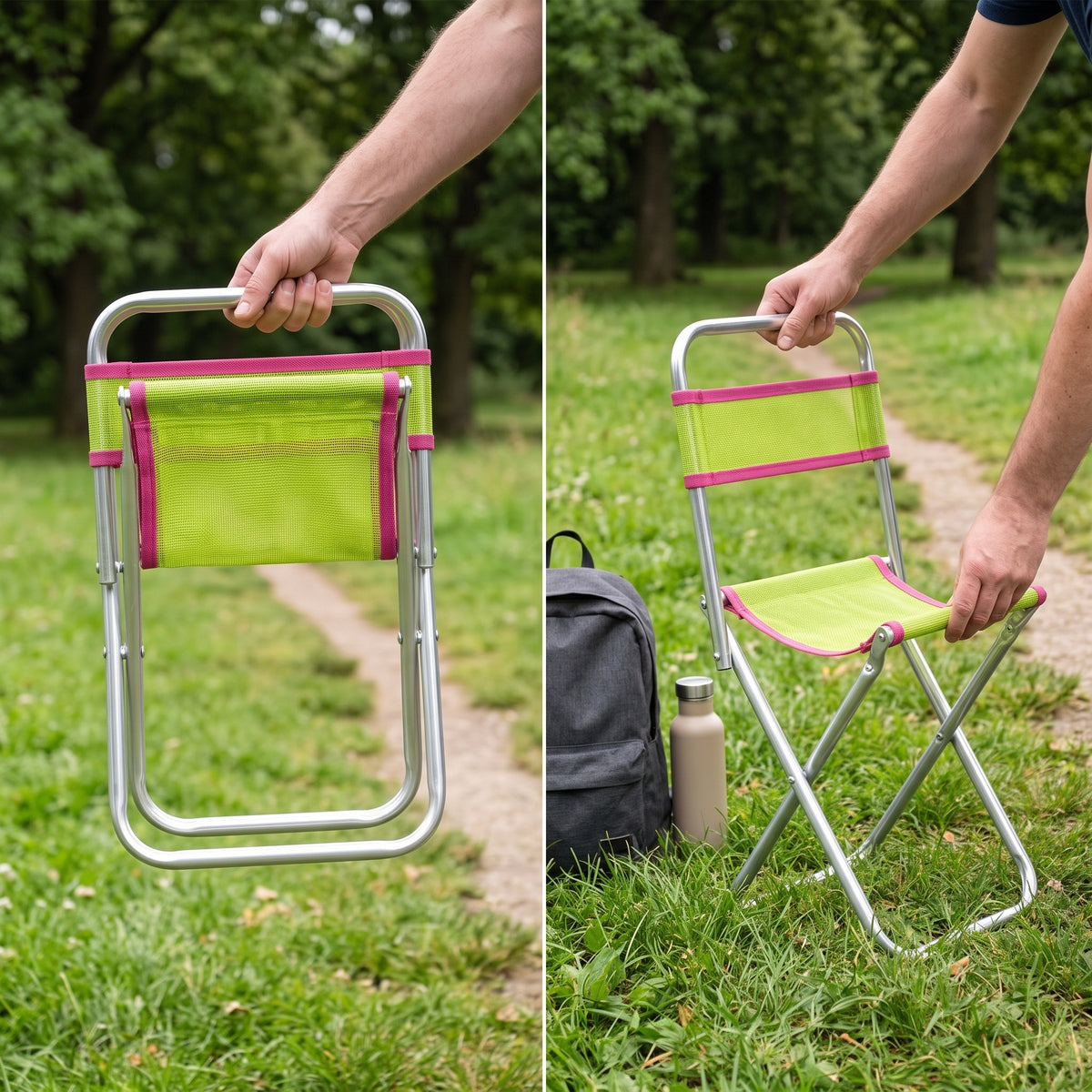 Portable Folding Fishing Stool Outdoor Camping Chair with Backrest