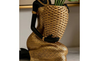 African Woman Statue with Bowl Handmade Decorative Bowl Figurine Elegant Decor for Entryway