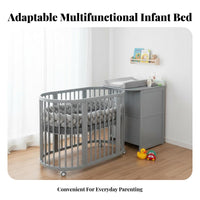 Bedside Sleeper Net Netting Cover 5-in-1 Oval Infant Bed Includes Changing Table Nursery Furniture for Infants, New Parents, Bedroom, Indoors