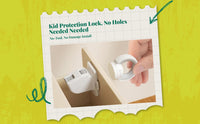 Attractive toddler childproof locks, discreet toddler protection cabinet fasteners, no-drill sticky backing for drawers, cupboards, kitchen, and home.