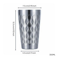 Stainless Steel Cup Shatterproof Korean Style Beverage Cup Easy to Clean Hammered Metal Tumbler for Restaurant, Outdoor