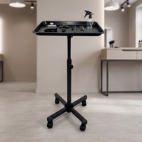 Salon Tray Cart Mobile Height-Adjustable Salon Tray Low-Profile Trolley for Hair Stylists, Permanent Makeup Artists, Salons, Beauty Parlors
