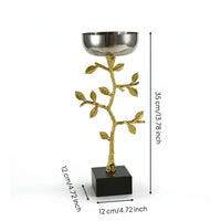 Sculptural Candle Holder Polished Candle Holder with Leaf Details Elegant Decor for Living Room