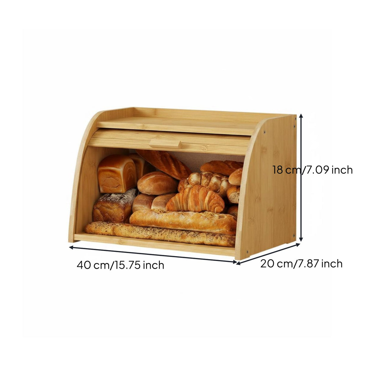 Bamboo Bread Storage Container Multi-Tier Wooden Bread Container Extra Large